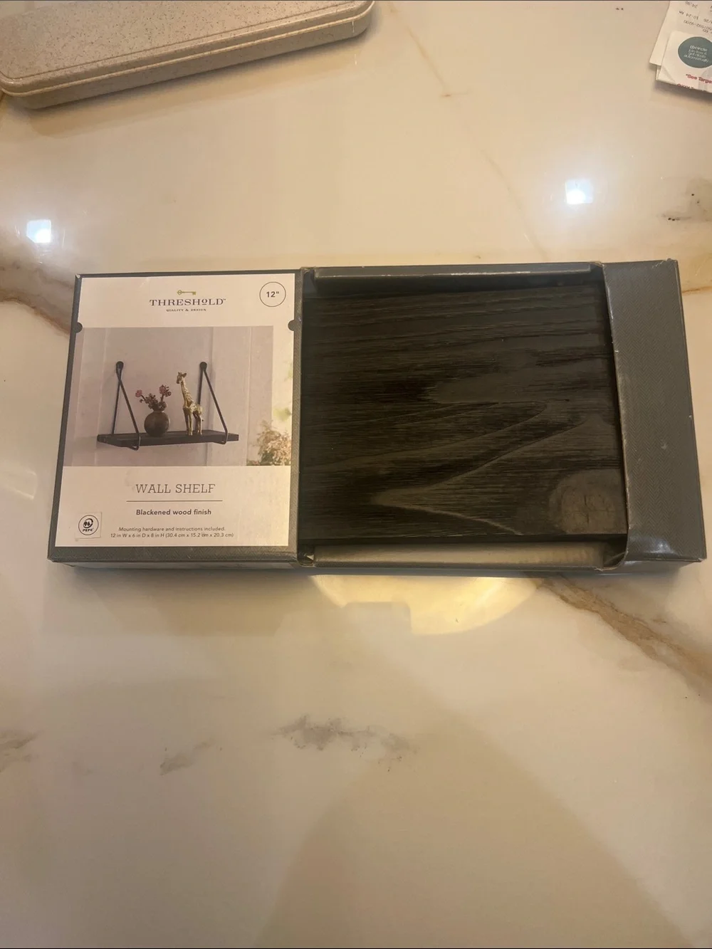 New _ Threshold Blackened Wood Floating Wall Shelf